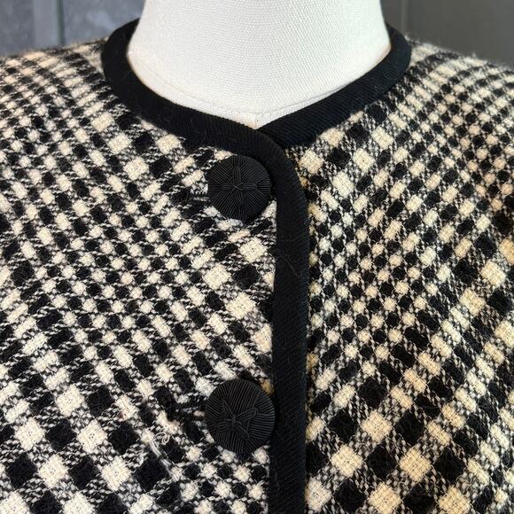 Linda Allard Ellen Tracy Women's Black White Wool Blazer Jacket Size 6 EUC - Picture 2 of 4